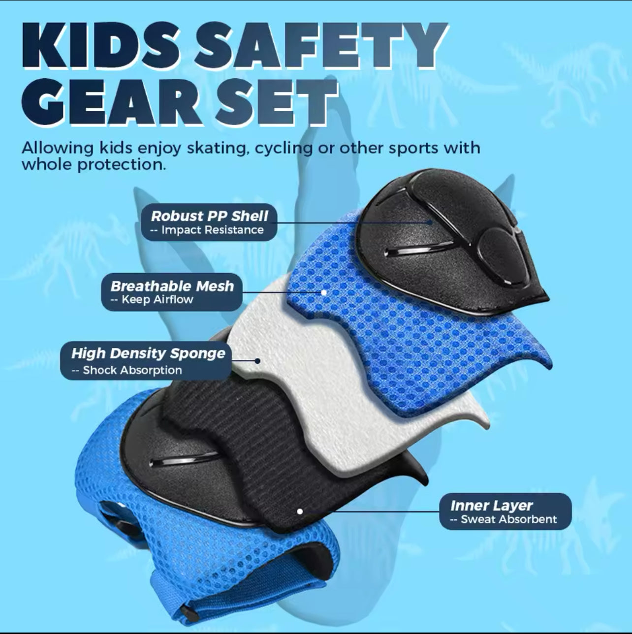 "Kids and toddlers bike and scooter safety gear designed for ages 3-8years 