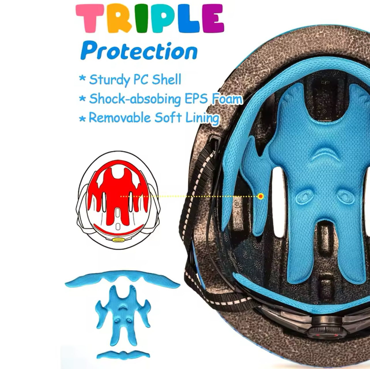 "Kids and toddlers bike and scooter helmet designed for ages 3-8years 