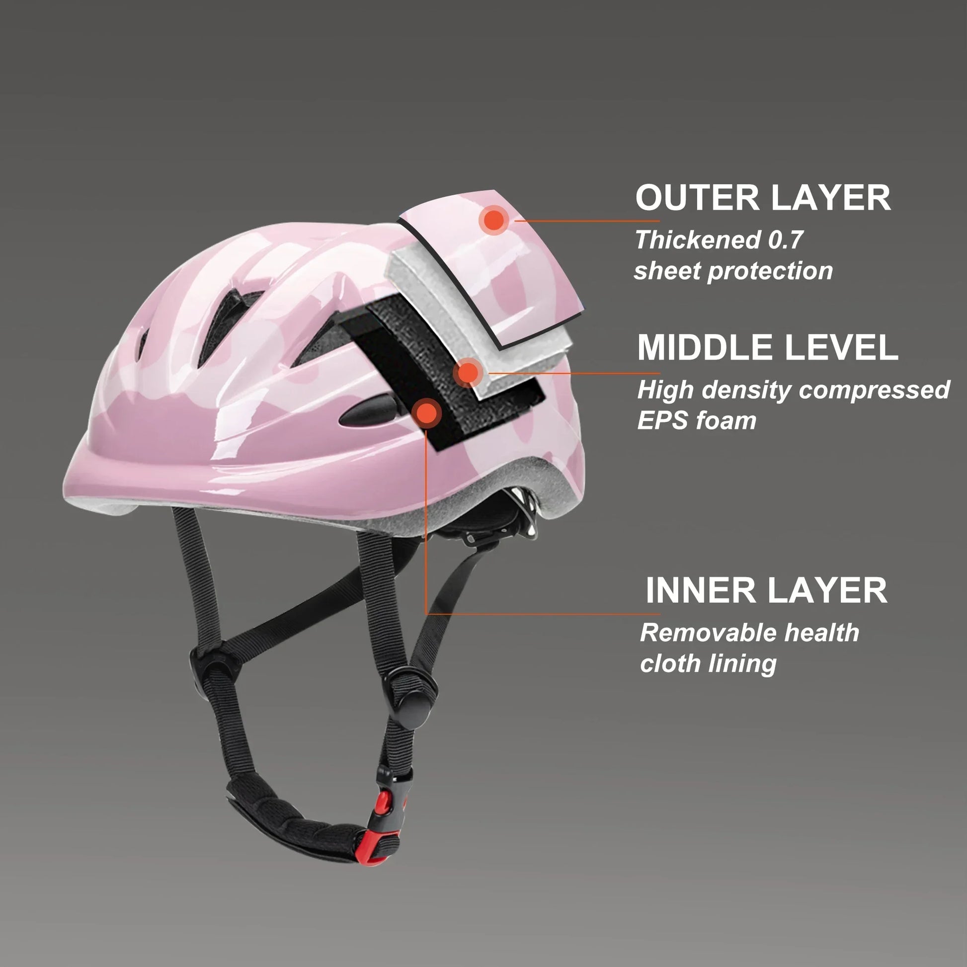 Kids Toddler bicycle helmet with an adjustable strap and air vents, suitable for kids aged 3-8."